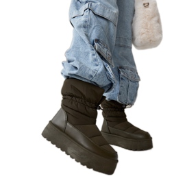 Zelené zateplené sněhule na platformě Polk zelený