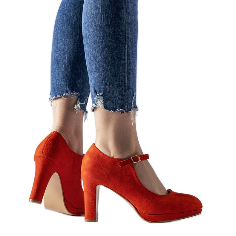 Oranžové boty na vysokém podpatku se zapínáním Serri oranžový Oranžové boty na vysokém podpatku se zapínáním Serri oranžový