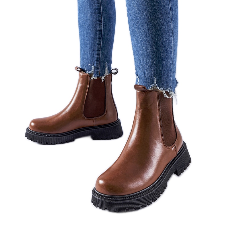 Hnědé zateplené klasické nazouvací kotníkové boty Edgar hnědý