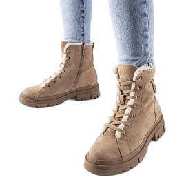 Béžové zateplené kotníkové boty z eko semiše Pompei béžový Béžové zateplené kotníkové boty z eko semiše Pompei béžový