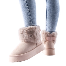 Růžové sněhule zdobené kožešinou Adelfia růžový Růžové sněhule zdobené kožešinou Adelfia růžový