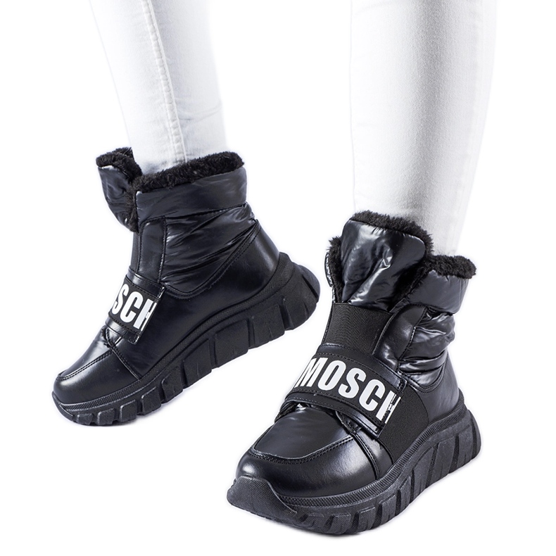 Černé zateplené sněhule s platformou Bend černá Černé zateplené sněhule s platformou Bend černá