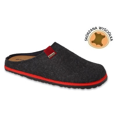 Inblu pánské plstěné pantofle s koženou vsadkou, černé černá