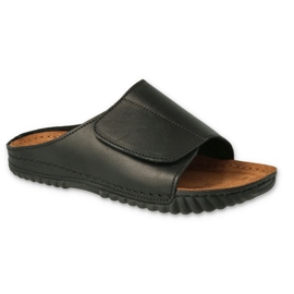 Pánské kožené pantofle Befado na suchý zip 158M020 černé černá