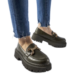 Zelené mokasíny zdobené kamínky Uzzone zelený