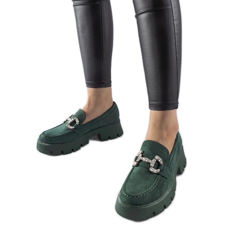 Zelené mokasíny s kamínky Giacomo zelená