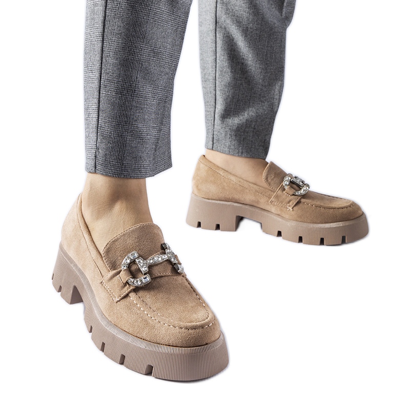 Béžové mokasíny s kamínky od Giacoma béžový Béžové mokasíny s kamínky od Giacoma béžový