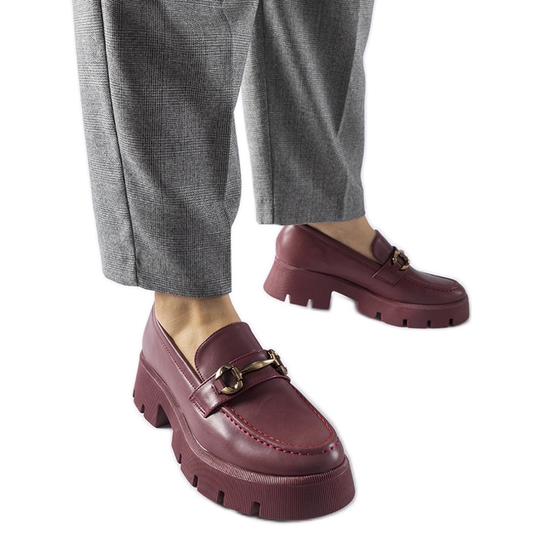 Vínové mokasíny s přezkou Cerzeto červené