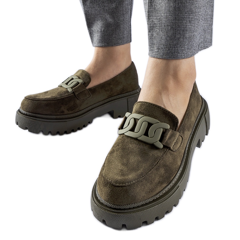 Zelené mokasíny se silnou podrážkou od Seborgu zelená