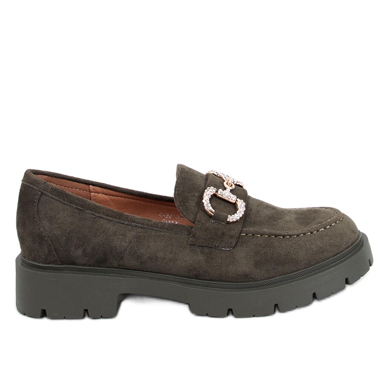 Semišové mokasíny Karins Green s přezkou zelená Semišové mokasíny Karins Green s přezkou zelená