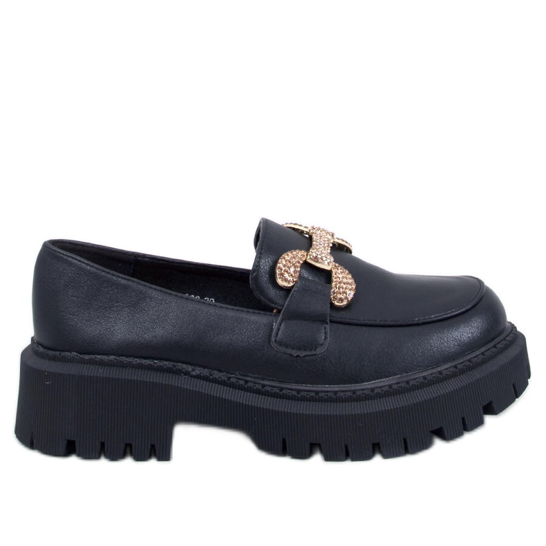 Celozrnné mokasíny na platformě Buess Black černá