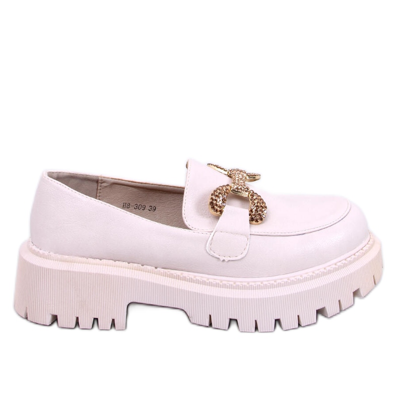 Celozrnné mokasíny na platformě Buess Beige béžový