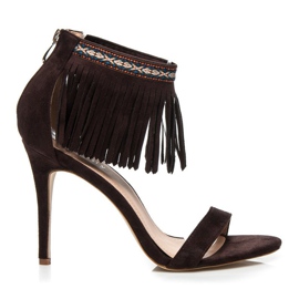 Wilady Hnědé boho sandály hnědý