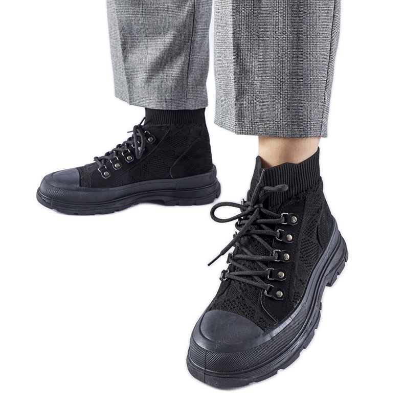 Černé vysoké látkové tenisky Casalma černá