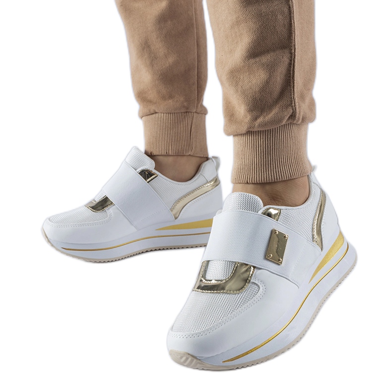 Bílé nazouvací tenisky s platformou Sages bílý