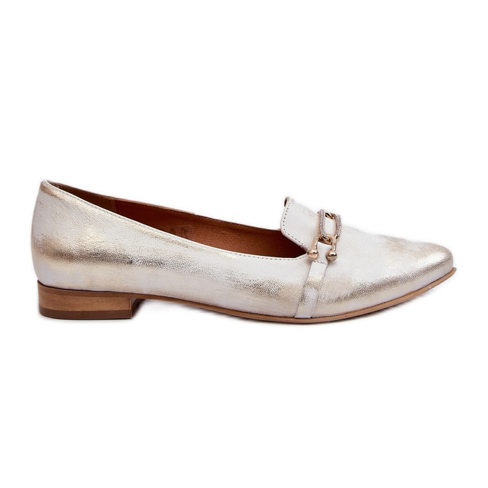 Zazoo 2885 kožené balerínky se zlatým a bílým zdobením