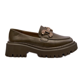 Dámské mokasíny s ozdobou, tmavě zelené gargi zelená Dámské mokasíny s ozdobou, tmavě zelené gargi zelená