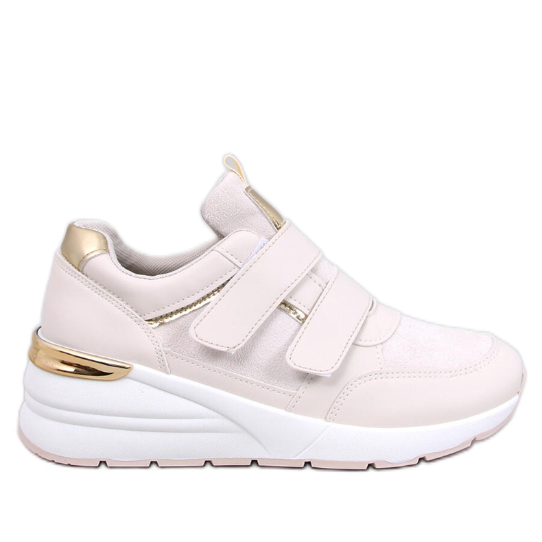 Béžové tenisky Moulton na klínku se suchým zipem béžový