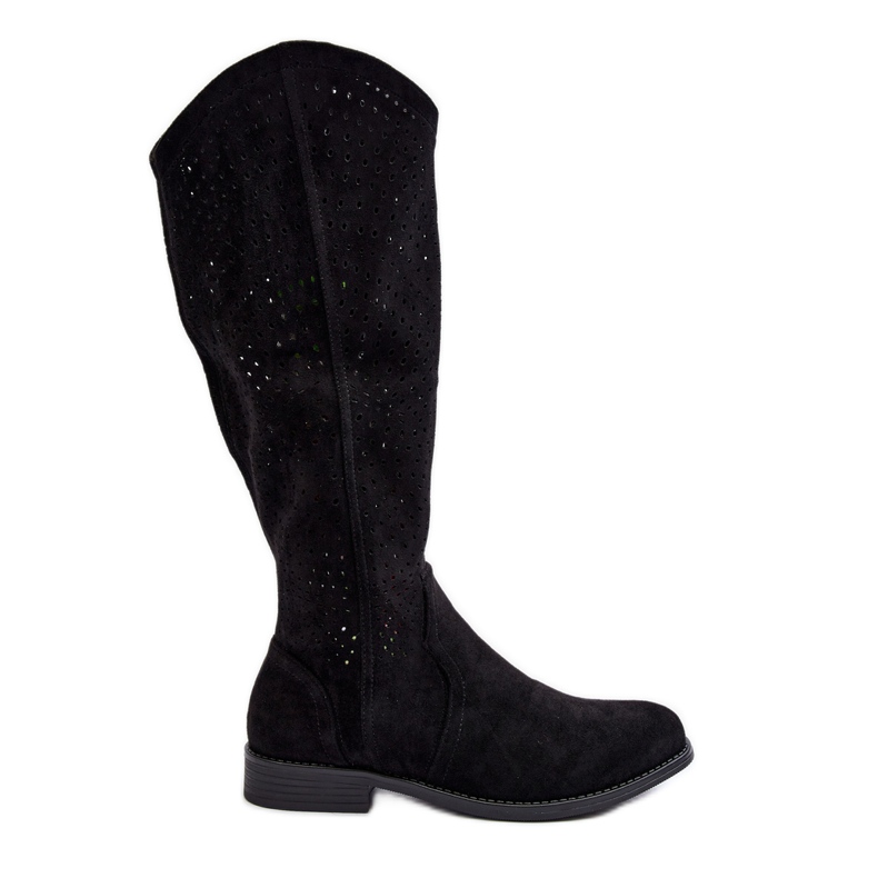 Prolamované boty S.barski HY66-150 s plochými podpatky, černé černá