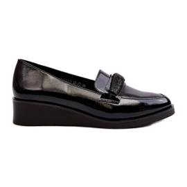 Vinceza Dámské lakované boty Loafers Black Polike černý