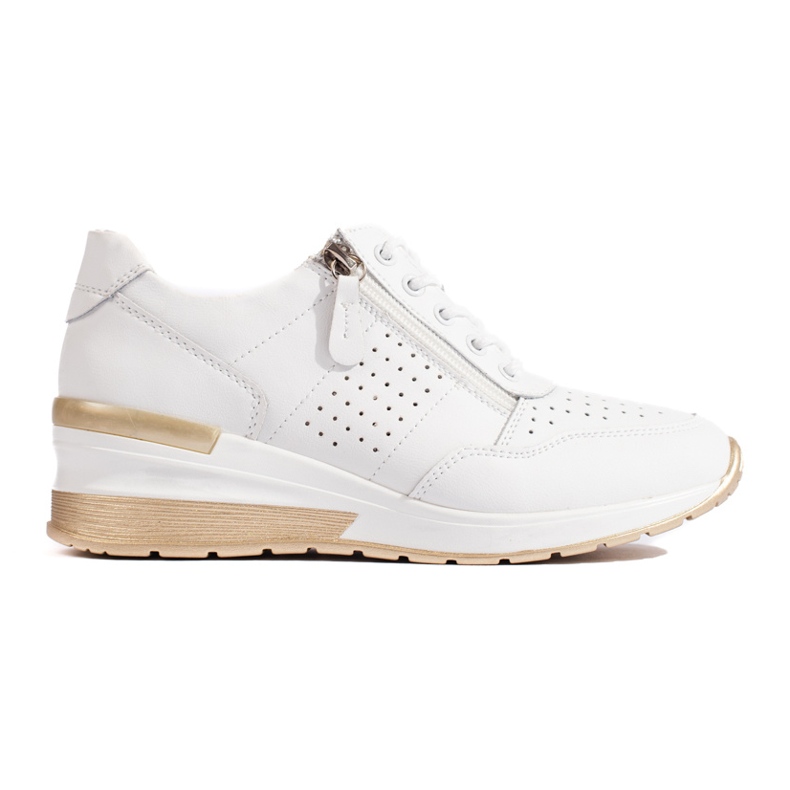 Kožené tenisky na klínku v bílé barvě bílý Kožené tenisky na klínku v bílé barvě bílý