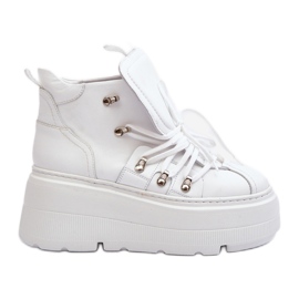 Zazoo 3416 kožené dámské sportovní boty bílé bílý