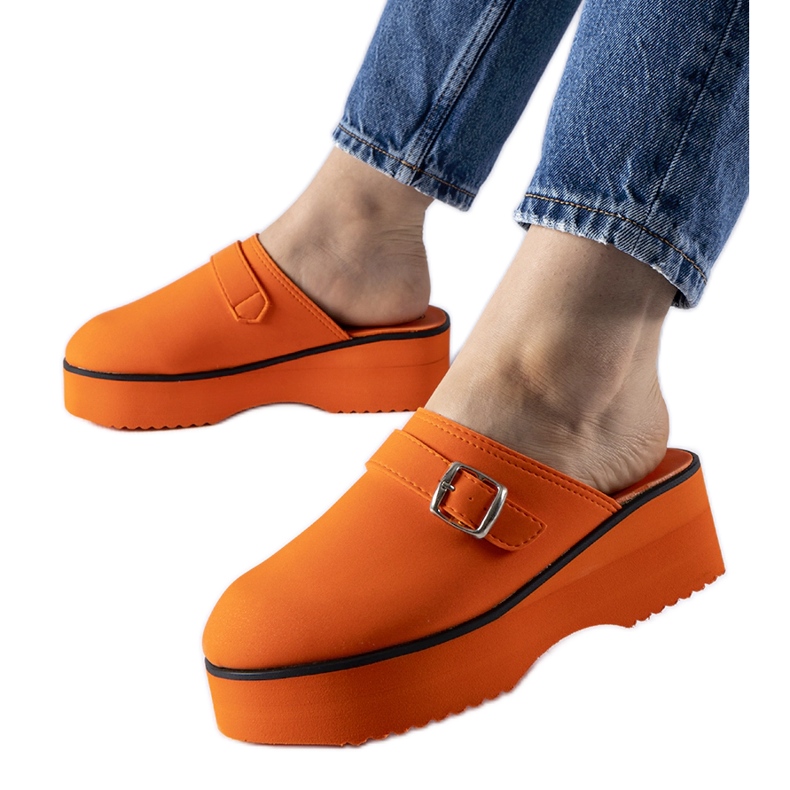 Oranžové vysoké dřeváky Lang oranžový Oranžové vysoké dřeváky Lang oranžový