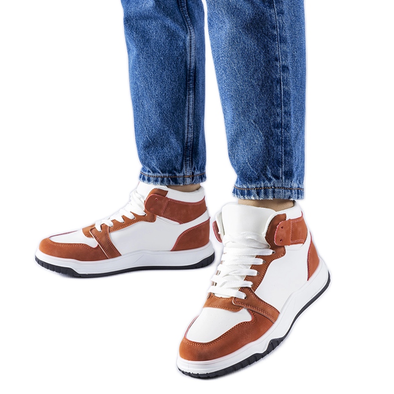 Elizabethiny bílé a hnědé vysoké tenisky bílý