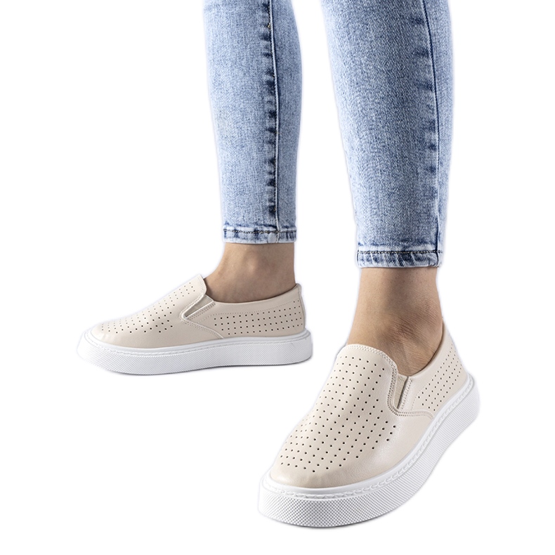 Béžové perforované tenisky Fulda béžový