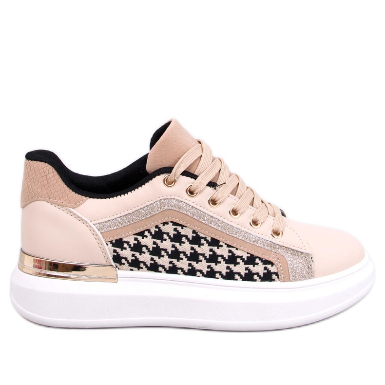 Volyne Beige dámské houndstooth tenisky béžový Volyne Beige dámské houndstooth tenisky béžový