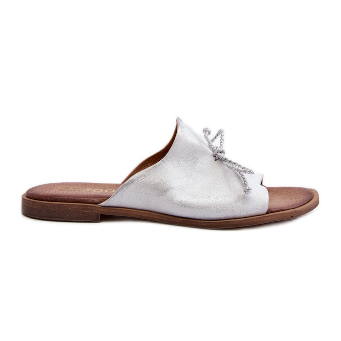 Zazoo 2659 Dámské kožené pantofle stříbrné stříbrný