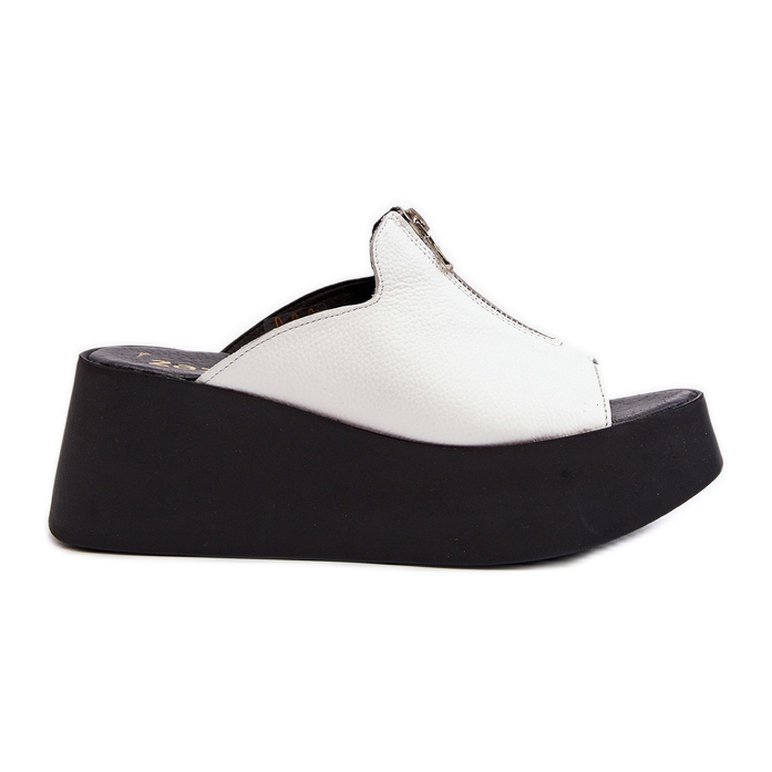 Zazoo 2916 dámské žabky na masivní platformě se zipem, bílá bílý Zazoo 2916 dámské žabky na masivní platformě se zipem, bílá bílý