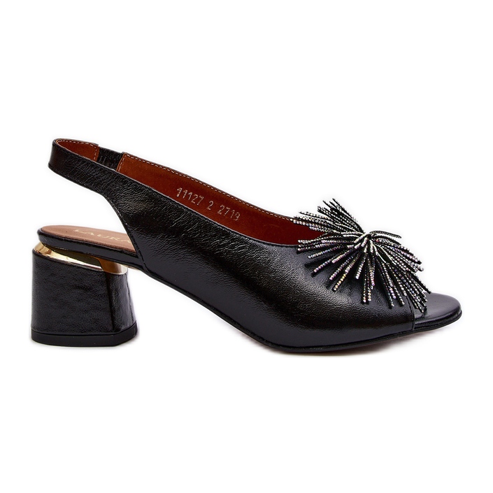 Kožené sandály s ozdobou Laura Messi 2719 Black černá