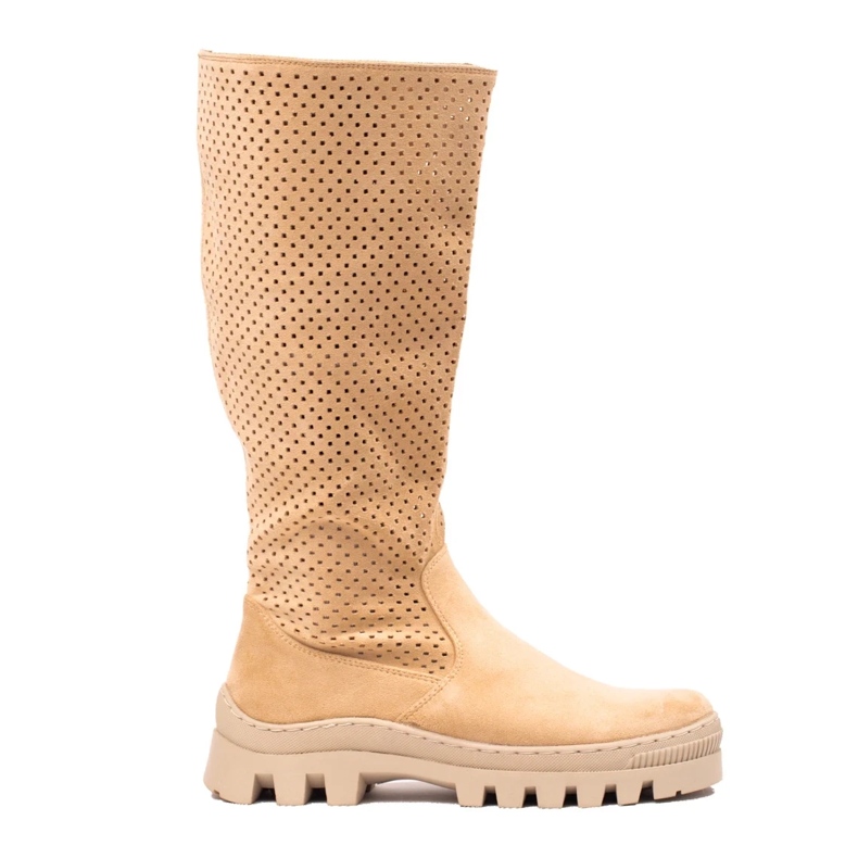 W. Potocki Prolamované semišové boty od Potocki béžový