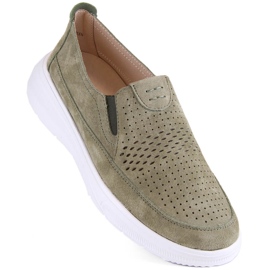 Dámské kožené prolamované sportovní slip-on boty, zelené T.Sokolski 278 zelený