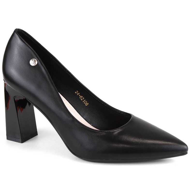 Dámské lodičky na ozdobném podpatku, černé, Vinceza 62106 černá