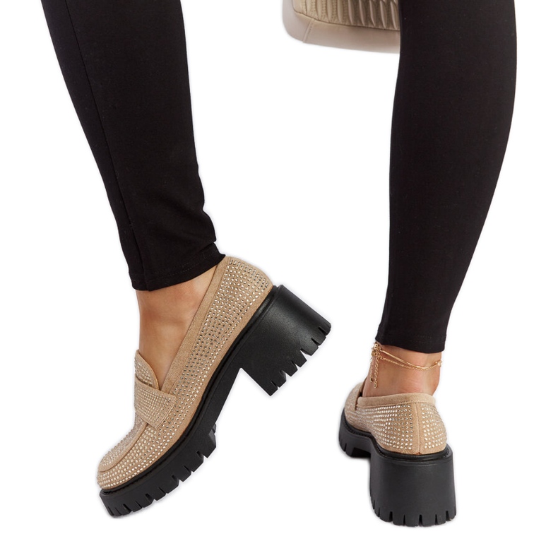 Béžové mokasíny na masivním podpatku od Parent béžový