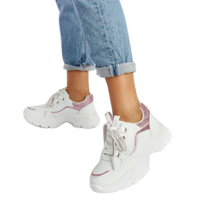 Masivní bílé tenisky s euklidovskými kamínky bílý