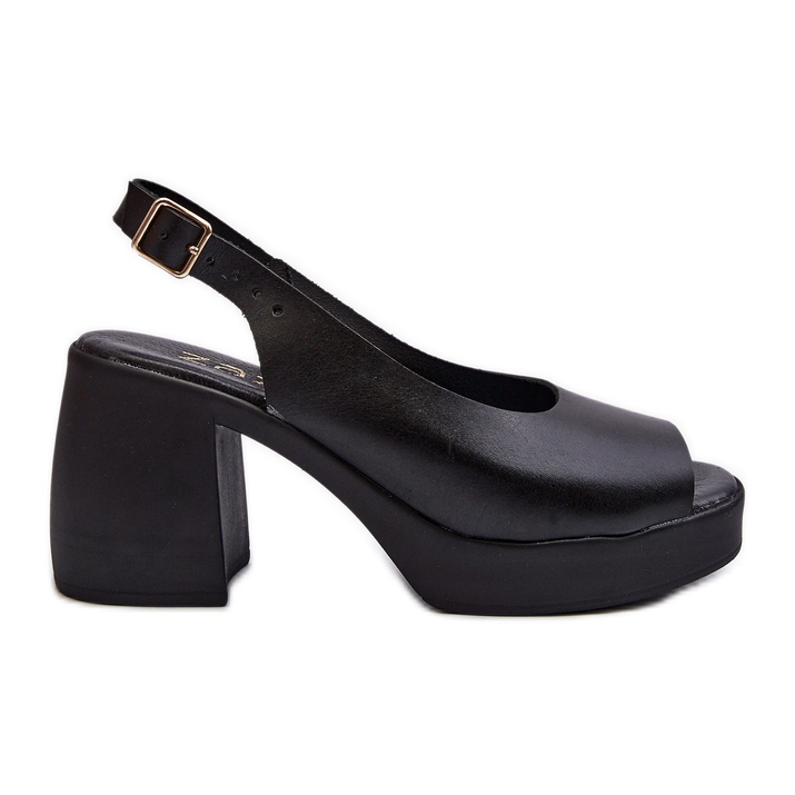 Zazoo 40376 Kožené sandály s robustními vysokými podpatky, černé černá