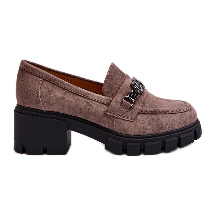 Vinceza Béžové Eriella Béžové mokasíny s masivními podpatky béžový