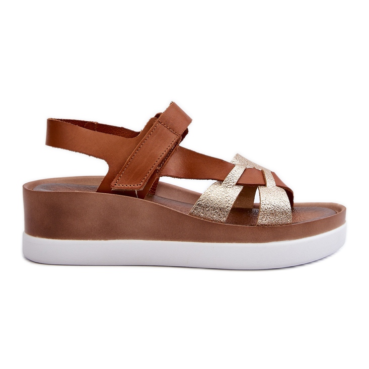 Zazoo 40397 dámské kožené sandály na platformě, hnědé hnědý
