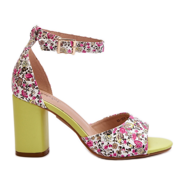 Žluté květované sandály na vysokém podpatku Vitamella žlutá