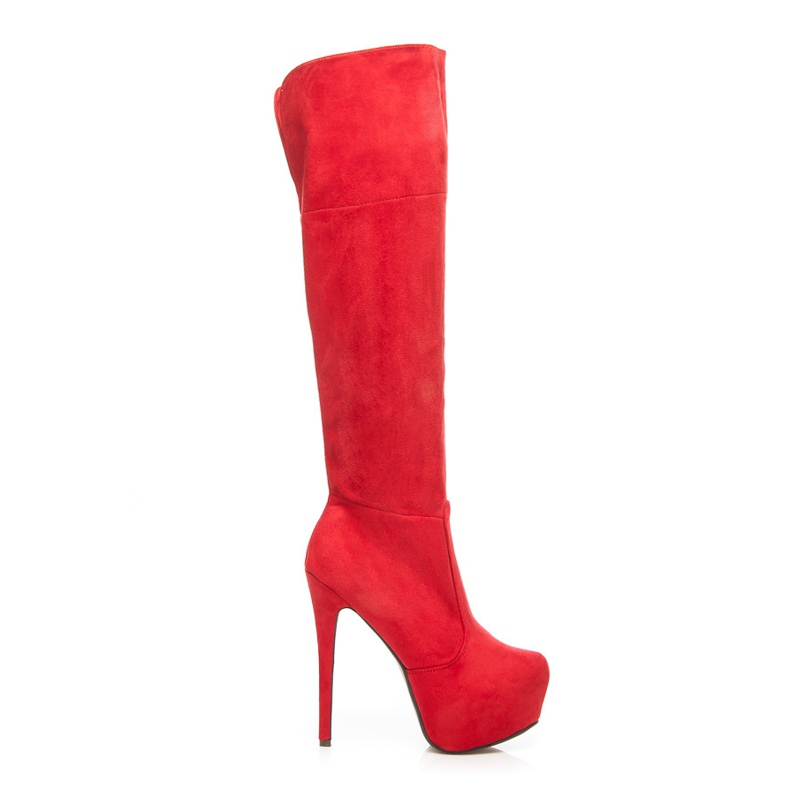 Comer Semišové kozačky na platformě červené Comer Semišové kozačky na platformě červené