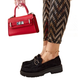 Černé semišové mokasíny se sponou Springs černá