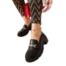 Černé mokasíny Sherie na vysokém podpatku černá