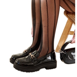 Černé lakované mokasíny s přezkou Barbara černá Černé lakované mokasíny s přezkou Barbara černá