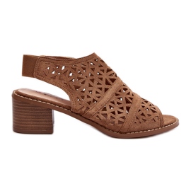 Prolamované sandály na vysokém podpatku Hnědá Serapina hnědý