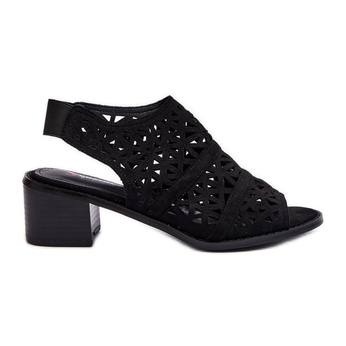 Prolamované sandály na vysokém podpatku černá Serapina