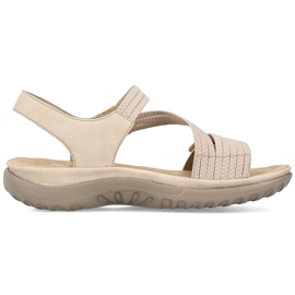 Pohodlné dámské sandály na suchý zip a gumičky, béžové Rieker 64870-62 béžový