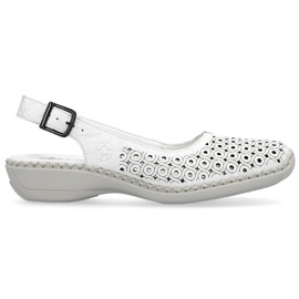 Kožené pohodlné dámské celoprolamované sandály, bílé Rieker 41350-80 bílý